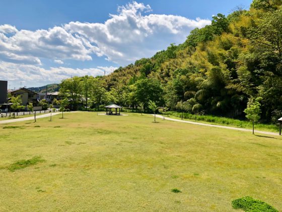 呉羽丘陵多目的広場の奥の芝生